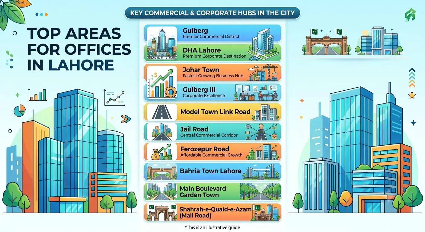 Top 10 Best Areas for Offices in Lahore